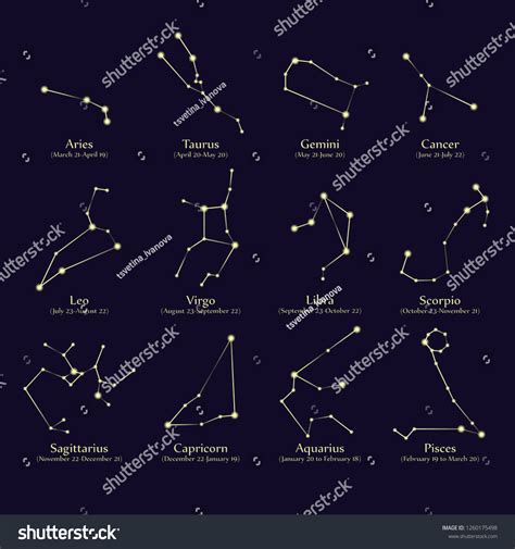 Shining Astrology Stars Zodiac Constellation Vector Stock Vector ...