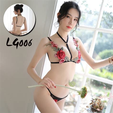 Jual Lareyna Aravenda Set Bra Lingerie G String Sexy Bordir Bunga Romantisa Malam LG