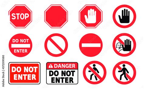 Stop Halt Allowed Do Not Enter Danger Warning Sign Vector Attention