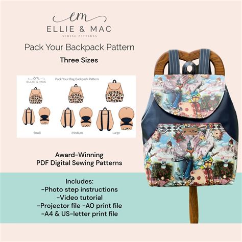 Pack Your Bag Backpack Pattern Three Sizes Digital PDF - Etsy