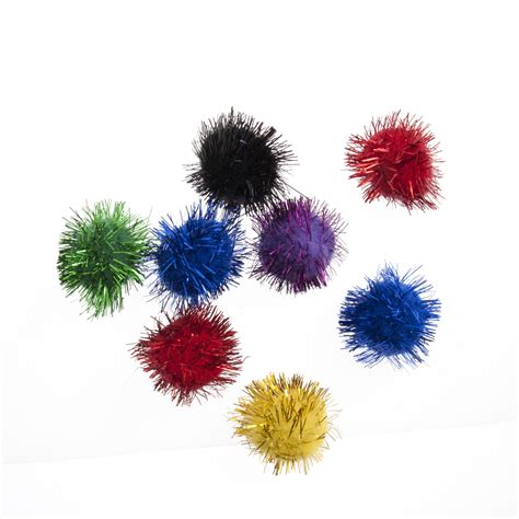 Pom Poms Glitter 1 3cm 0 5in Assorted Colours Pack 12 Trimits