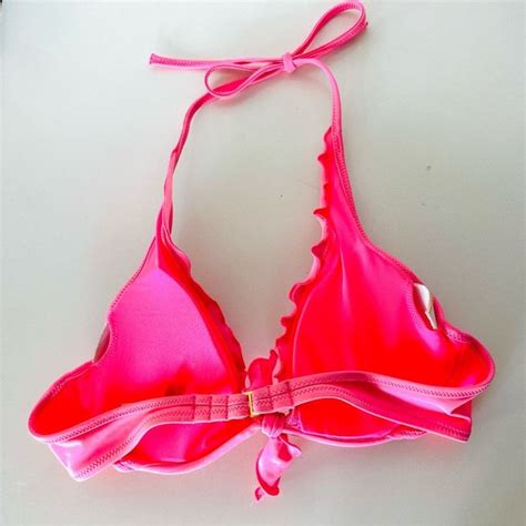 Victoria S Secret Vs Victorias Secret Pink Ruffle Halter Tie Bikini Swim Top Grailed