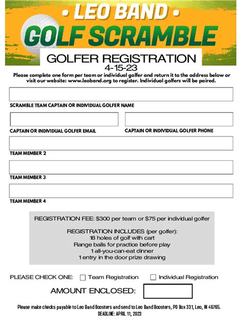 Fillable Online Scramble Golfer Form Fax Email Print PdfFiller