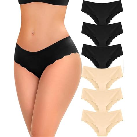 Finetoo Pack Seamless Underwear For Women Sexy Low Rise Hipster Wave Edge No Show Bikini