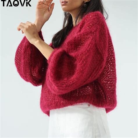 Купить TAOVK женские вязаные легкие прозрачные тонкие свитера женский ...