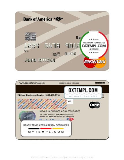 Usa Bank Of America Bank Mastercard Template In Psd Format Fully