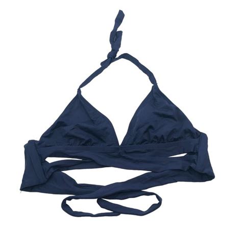 Kona Sol Swim Kona Sol Bikini Top Triangle Bralette Faux Wrap Halter Navy Blue S Poshmark