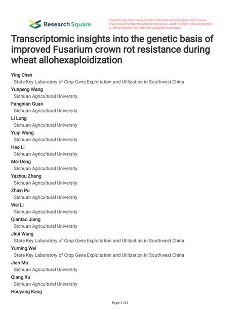 PDF Transcriptomic Insights Into The Genetic Basis Of Improved