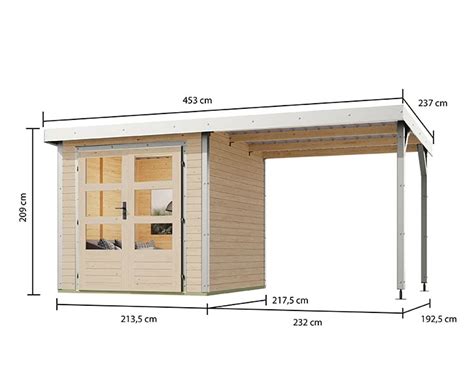 Karibu Hybrid Gartenhaus Jupiter A M Anbaudach Mm Elementhaus