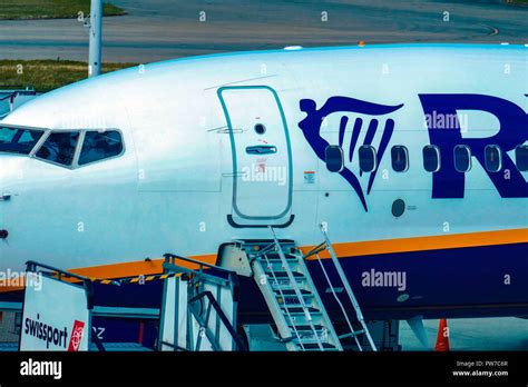 Close Up Of Door And Steps Ryanair Boeing 737 At London Stansted