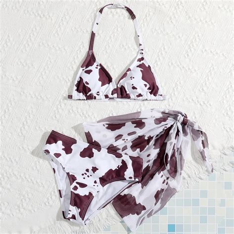 Xdzjlr Girls Swimsuit Baby Piece Cow Prints Bikini Briefs Bikini Beach Set Swim Suit White