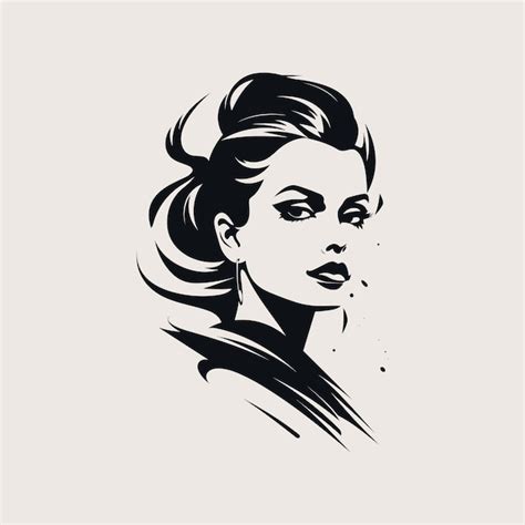 Premium Vector | Woman face logo black and white