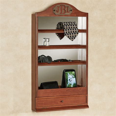 Quinn Classic Cherry Personalized Mirrored Wall Shelf