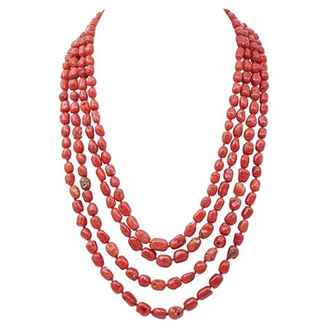 Pink And Red Coral Bakelite Multi Strand Necklace For Sale At 1stdibs