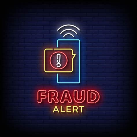 Premium Vector Neon Sign Fraud Alert With Brick Wall Background Vector