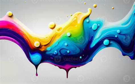 Vibrant Cmyk Colored Liquids Paint Splash Abstract Art Background Of