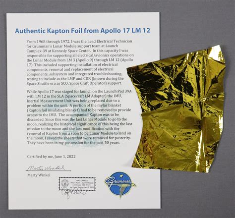 At Auction Apollo 17 LM 12 Kapton Foil Presentation From Grumman Space