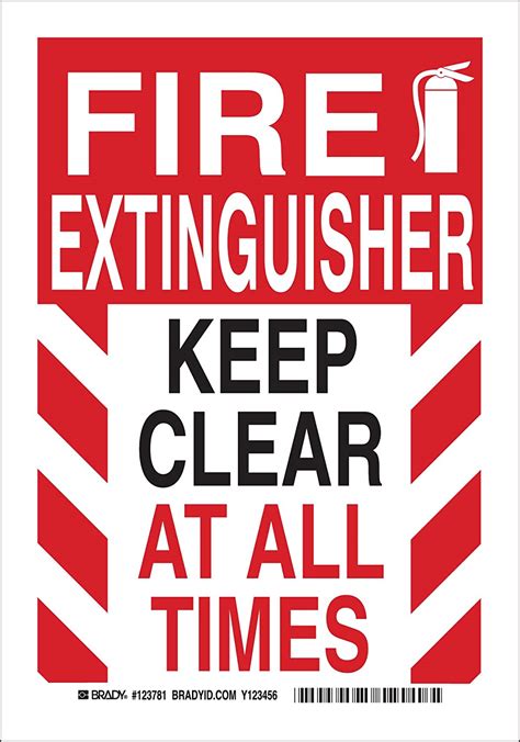 Brady 123781 Fire Safety Sign Legend Fire Extinguisher Keep Clear At