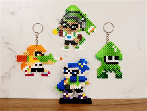 Splatoon Inklings Inkling Squid Perler Bead Keychains Figurines And Magnets Etsy