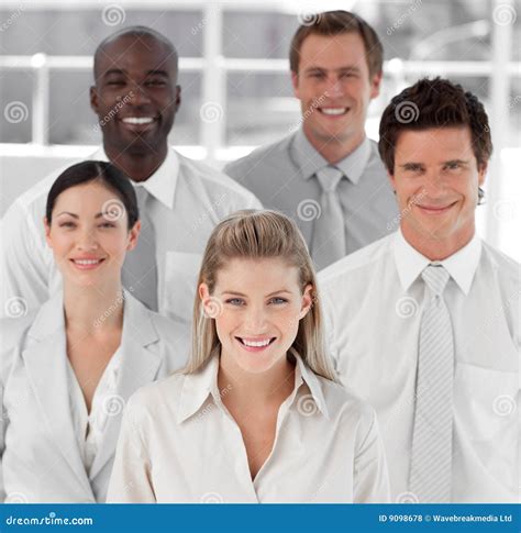 Business Group Of Five People Looking At Camera Stock Photo Image Of