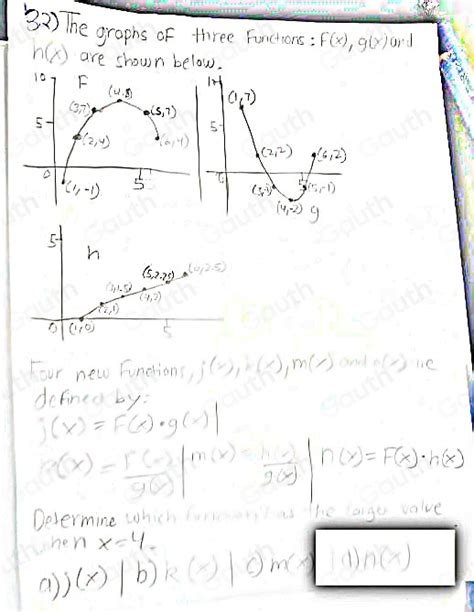 Solved 32 The Graphs Of Three Functions F X G X And H X Are Shown Below Four New