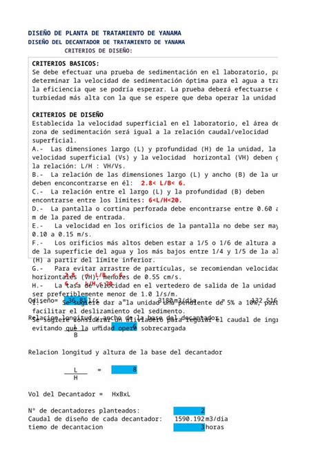 XLSX Hoja De Calculo De Planta De Tratamiento DOKUMEN TIPS