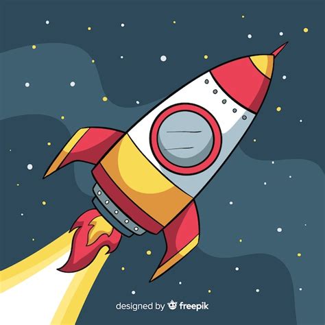 Composici N Adorable De Cohete Espacial Dibujado A Mano Vector Gratis