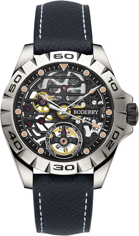 BODERRY Reloj mecánico automático de titanio para hombre 40 mm