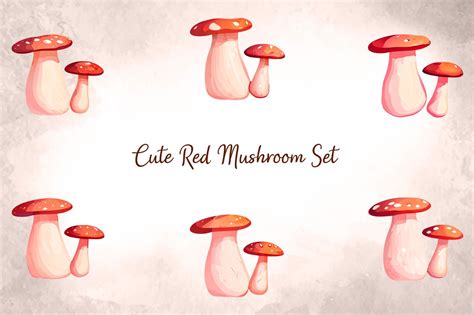 Cute Red Mushroom Set Graphic By Graphic Impressions · Creative Fabrica