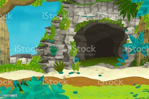 Cartoon Background Cave In The Jungle Stock Illustration Download