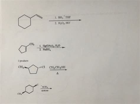 Solved 1 BH THF 2 H2O2 HO CH 1 Hg OAc 2 H2O 2 NabH Chegg