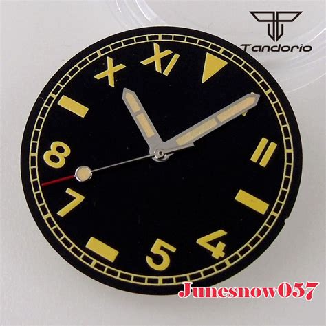 Tandorio Silver Black Watch Dial Numbers Lume Mm Fit Nh A Nh A