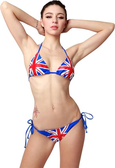 2 piezas juego de cuello halter Bikini la bandera del Reino Unido diseño de estrellas y