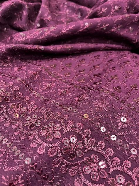 Rayon Sequence Chikan Fabric At Rs Meter Chikan Embroidery Fabric