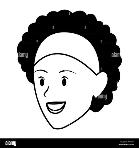 Woman Face Avatar Cartoon Character In Black And White Stock Vector