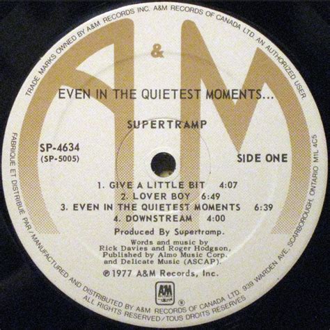 Supertramp Even In The Quietest Moments 1977 Vinyl Pursuit Inc