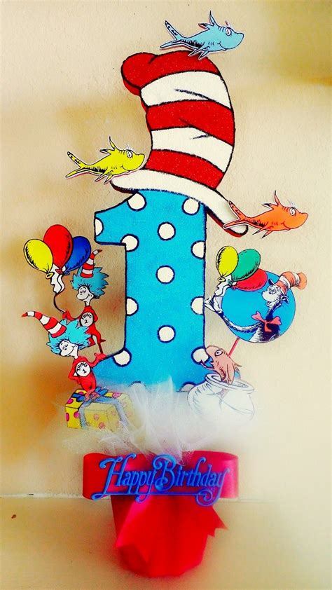 Dr Seuss Theme Centerpiece The Cat In The Hat One Fish Two Fish Red