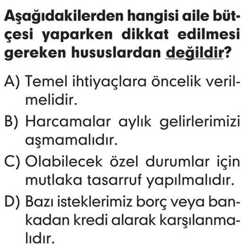 Ayağımızı Yorganımıza Göre Uzatalım Test Çöz 4 Sınıf Sosyal Bilgiler