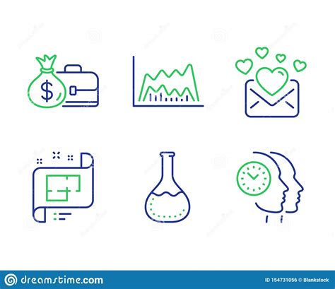 Chemistry Lab Trade Chart And Safe Time Icons Set Lightning Bolt Sign