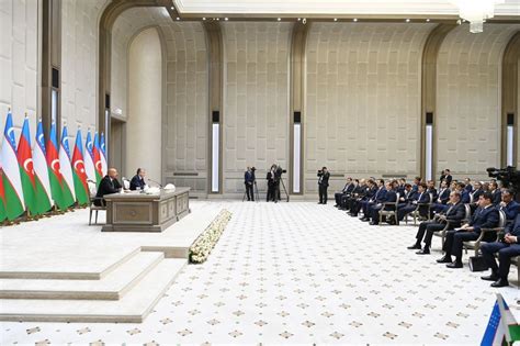 Azerbaijani Uzbek Presidents Make Press Statements [update]