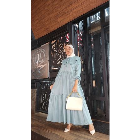 Jual Nurryn Basic Midi Dress Kerah Full Warna Shopee Indonesia