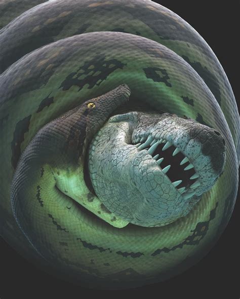 Monster Croc The Balrog Tussles With Mighty Titanoboa Snake • The