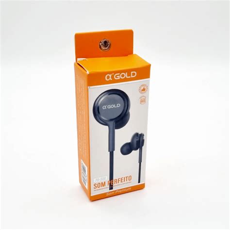 Fone De Ouvido Intra Auricular Microfone E Fio Em Tecido A Gold