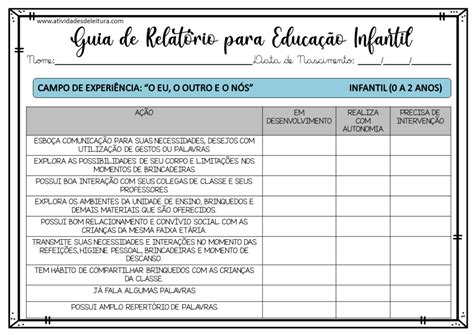 Relatório De Educação Infantil