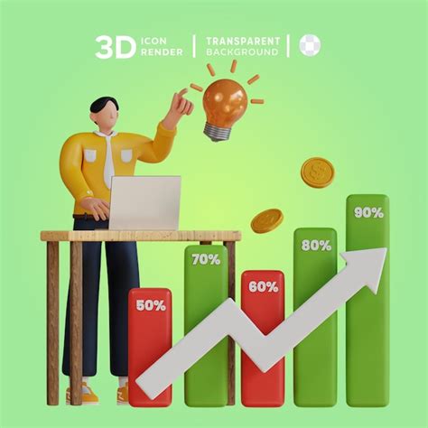 Premium PSD PSD Analyzing Financial Growth 3D Illustration