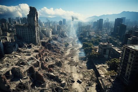 Premium AI Image | Haunting aftermath of a devastating earthquake 