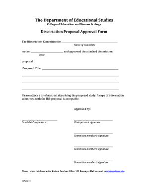 Fillable Online Ehe Osu Dissertation Proposal Approval Form Pdf