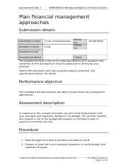 Assessment Final Docx Assessment Task Bsbfim A Manage Budgets