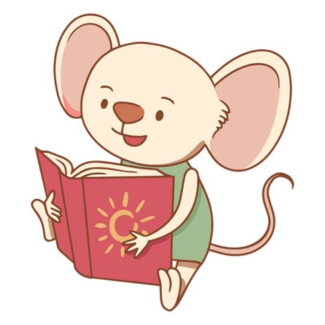 Diseño Png Y Svg De Ratón De Dibujos Animados Leyendo Un Libro Para Camisetas