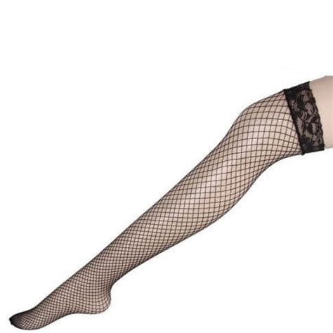 Jual Gita Sexy Lingerie Fishnet Stocking Jaring Thigh High Lace Black Hitam Jakarta Utara